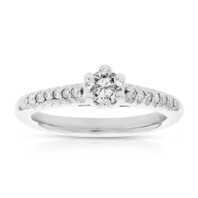 0.60 cttw Diamond Engagement Ring 10K White Gold Bridal Wedding