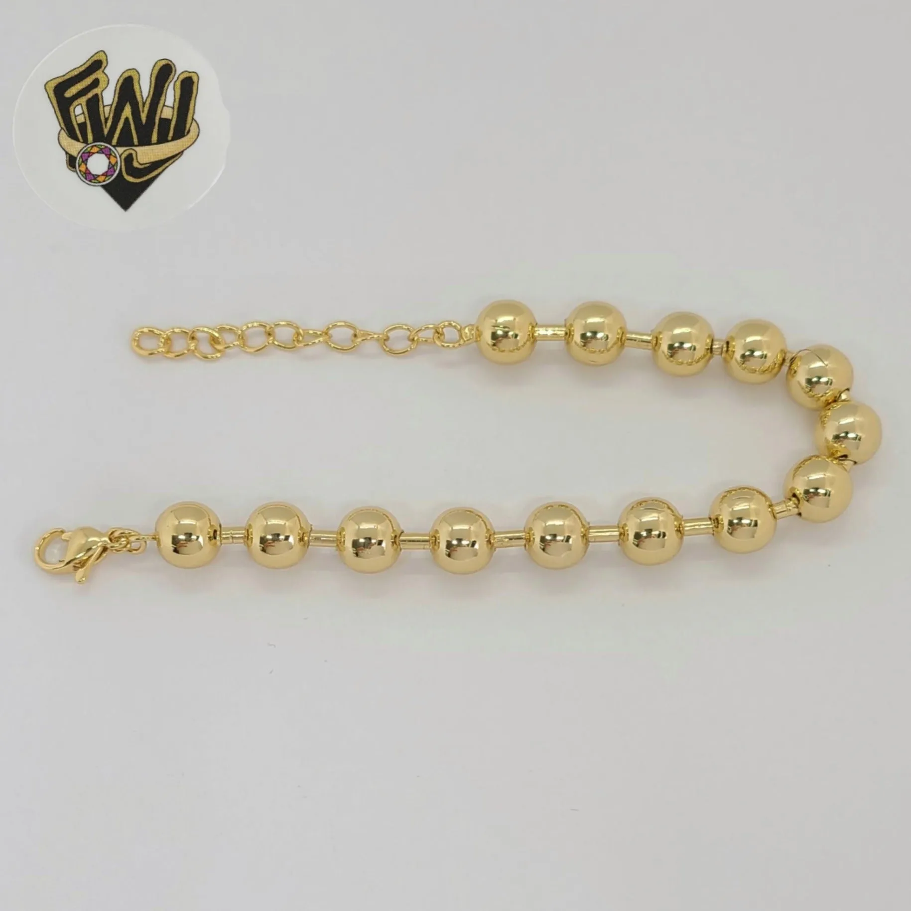 (1-0772) Gold Laminate - 8mm Balls Link Bracelet - 7 - BGO