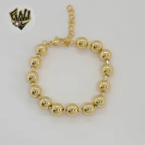 (1-0772) Gold Laminate - 8mm Balls Link Bracelet - 7 - BGO