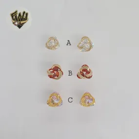 (1-1187-1) Gold Laminate - Flower Studs Earrings - BGF