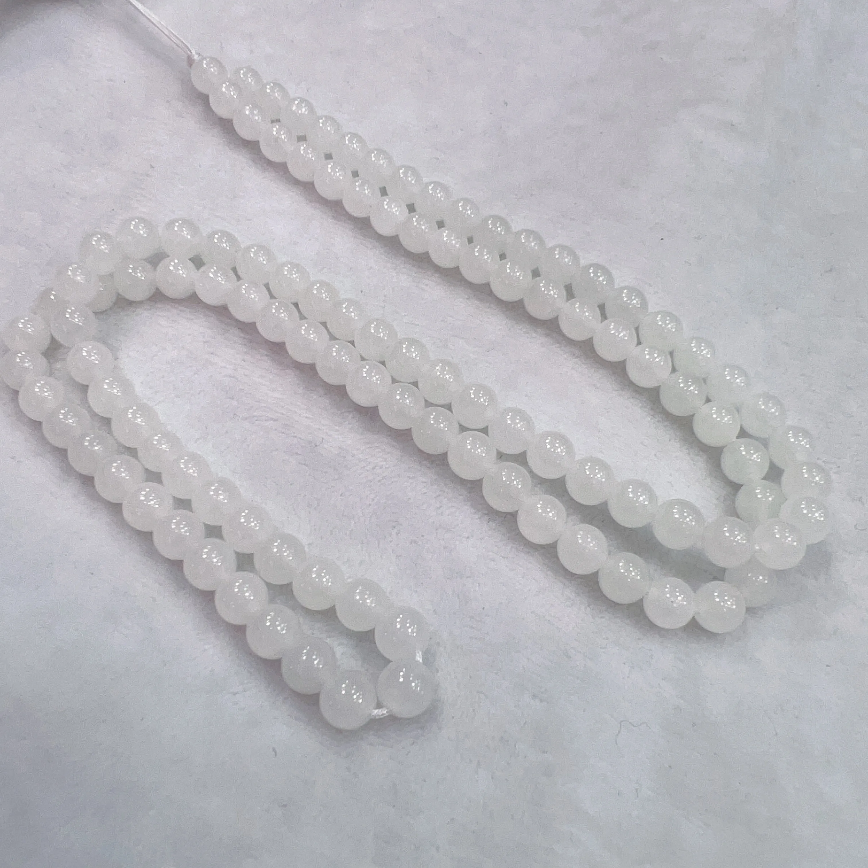 108 White Nephrite Prayer Beads 6mm Round Bead Strands for DIY Jewelry Projects