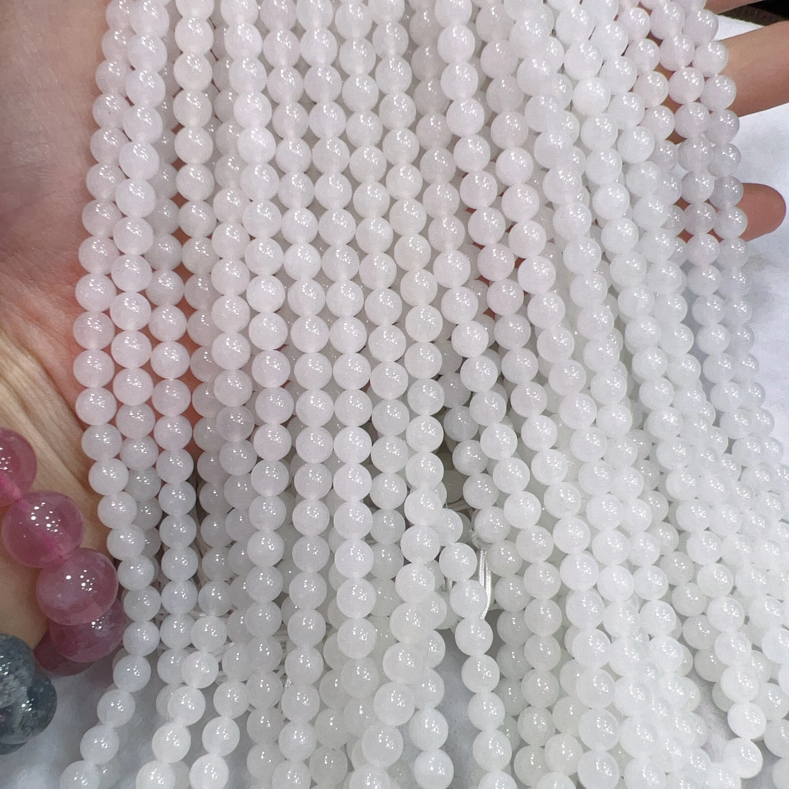 108 White Nephrite Prayer Beads 6mm Round Bead Strands for DIY Jewelry Projects