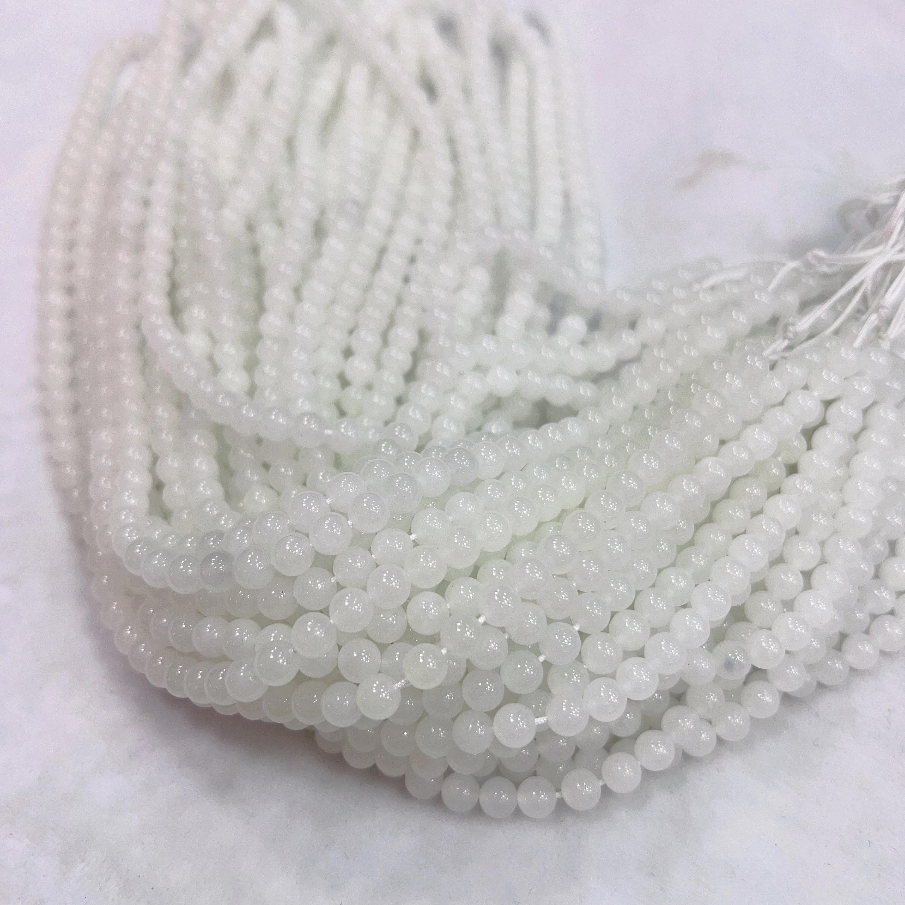 108 White Nephrite Prayer Beads 6mm Round Bead Strands for DIY Jewelry Projects