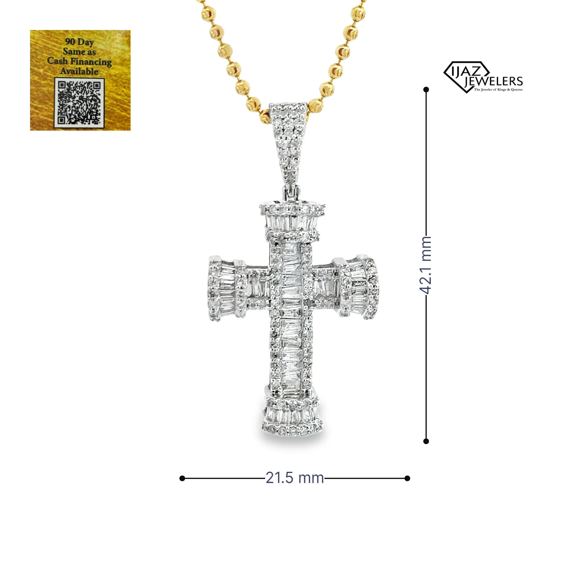 10K White Gold1.75 CTW Diamond Cross Charm