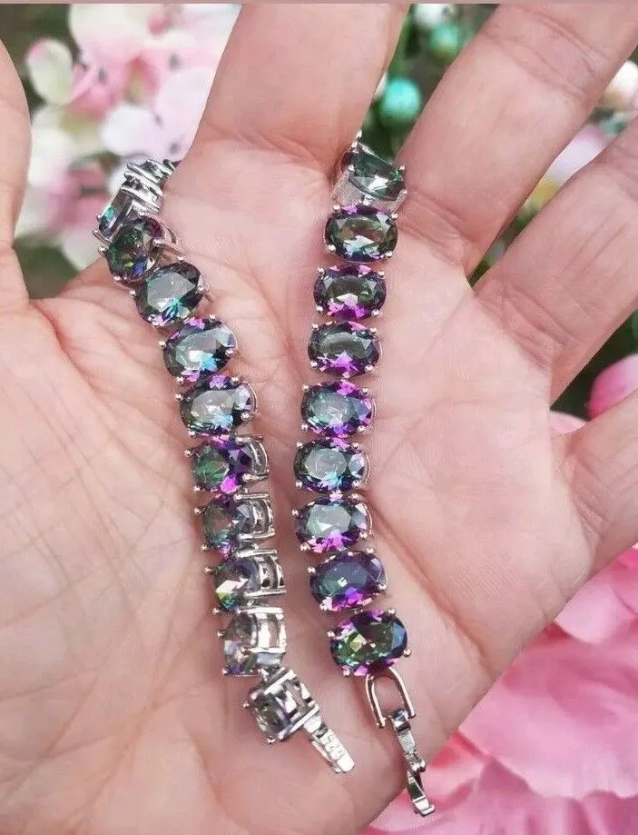 126 Ct.tw  Rainbow Mystic Topaz Tennis Bracelet