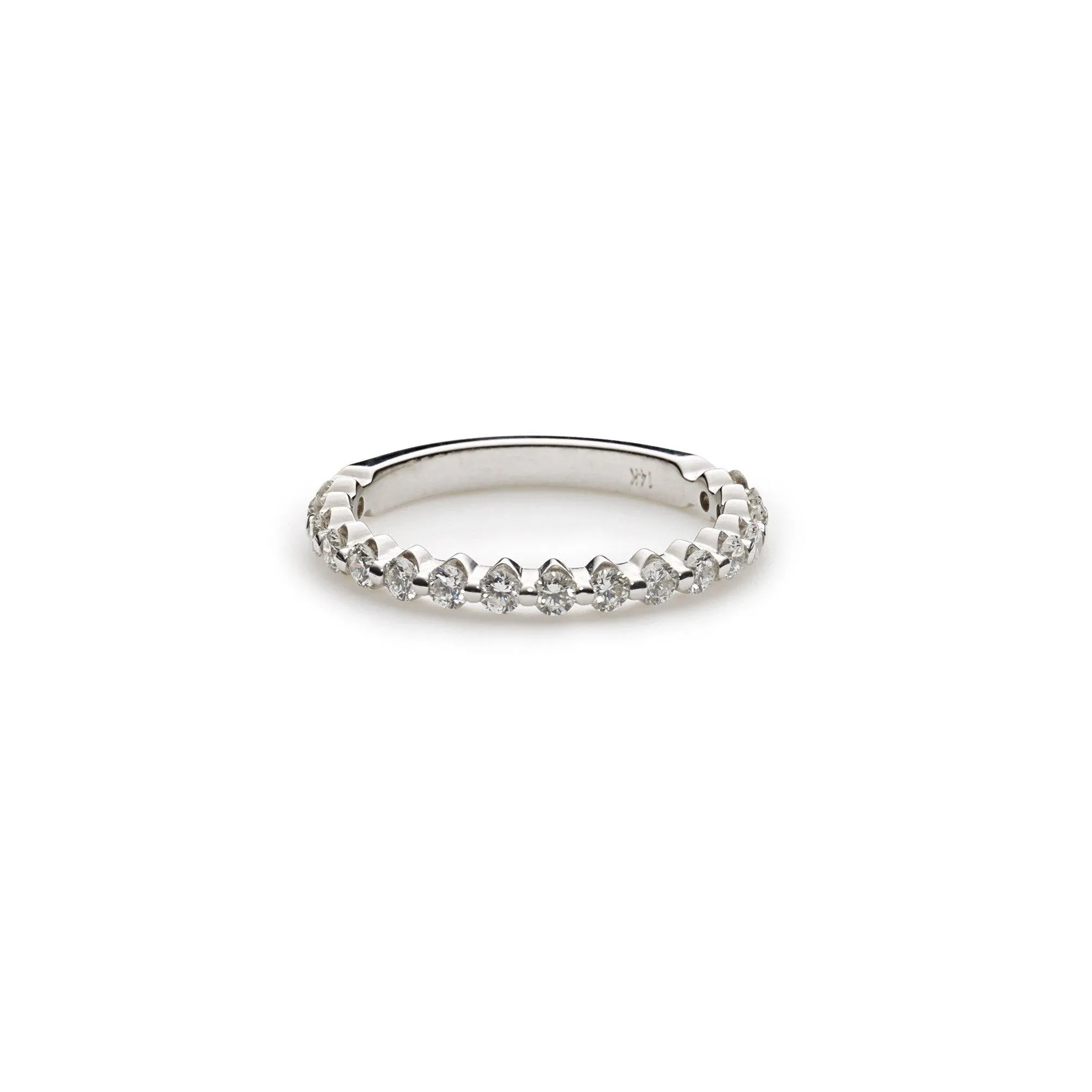 14K White Gold Diamond Wedding Band W/ 0.34ct VS-SI Diamonds & Scalloped Shared Prong Diamonds