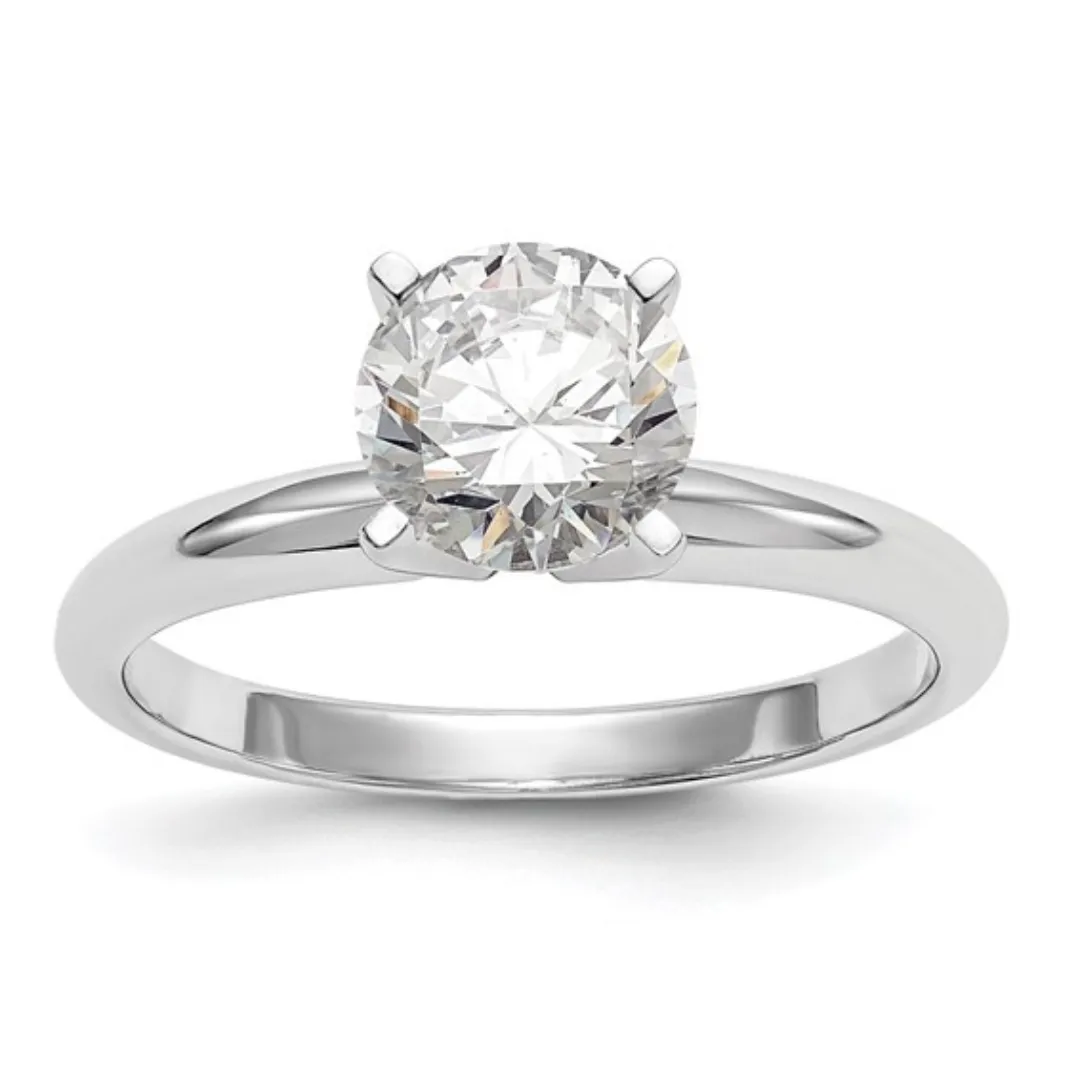 14k White Gold Round Solitaire Lab Grown Diamond Ring