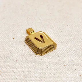 18k Gold Filled Initial Plate Pendant Letter V