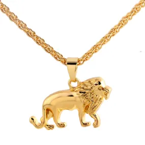 18KGP Stainless Steel Lion Pendant Necklace