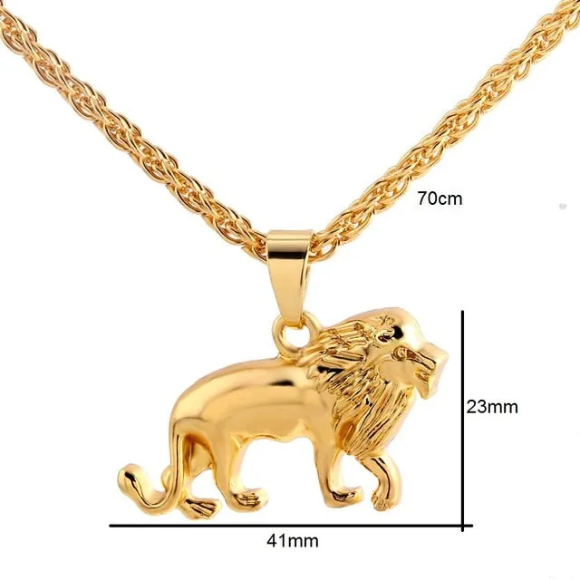 18KGP Stainless Steel Lion Pendant Necklace