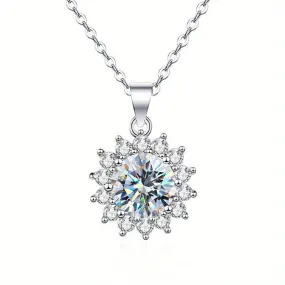 1pc 1-5 Ct Round D Color VVS Moissanite Necklace 1ct 4ct 3ct 5ct Moissanite Necklaces For Men 18K White Gold Plated 925 Silver Certified GIA Moissanite