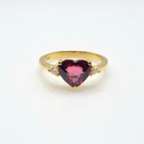 2.0ctw Heart Garnet Diamond Engagement Ring 18K