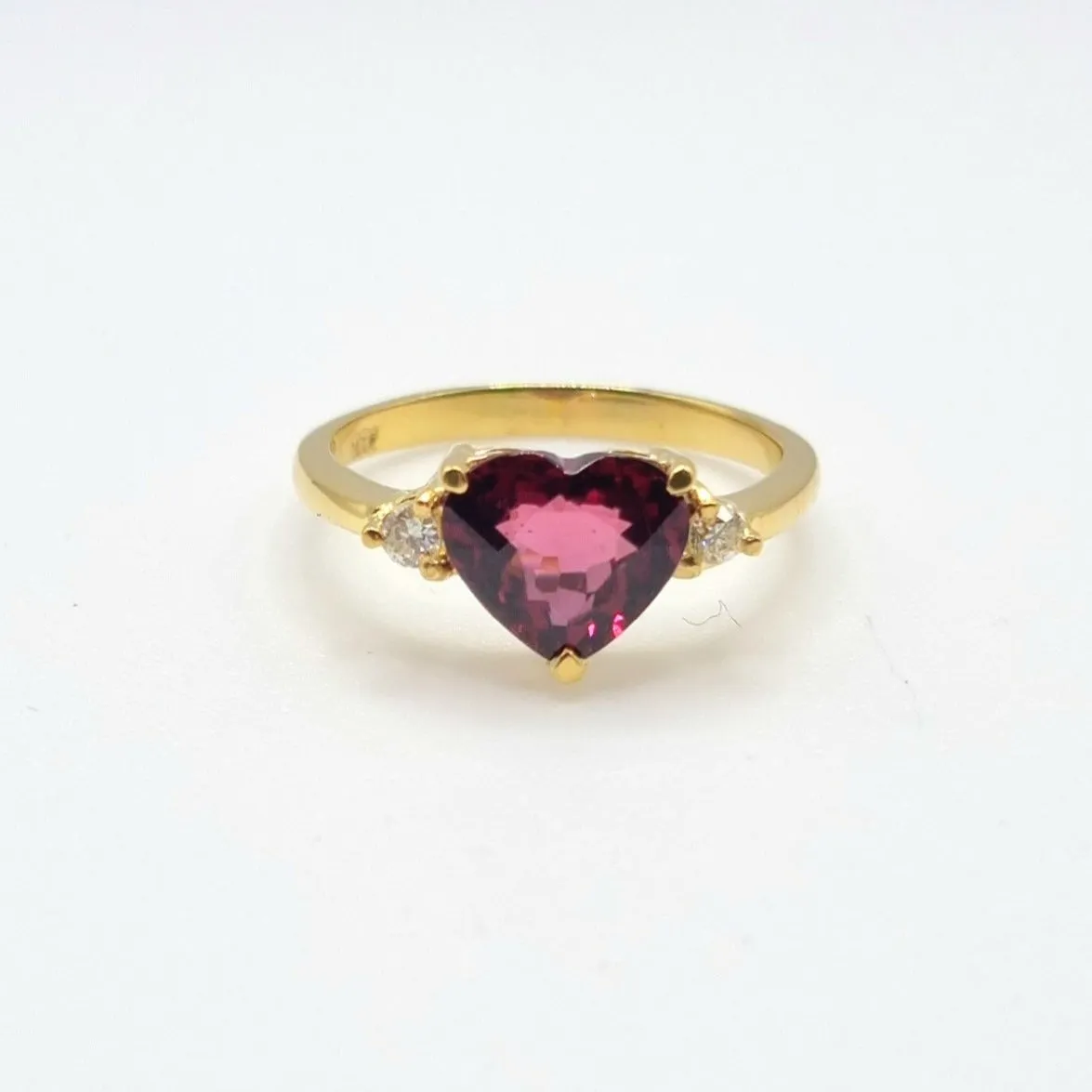 2.0ctw Heart Garnet Diamond Engagement Ring 18K