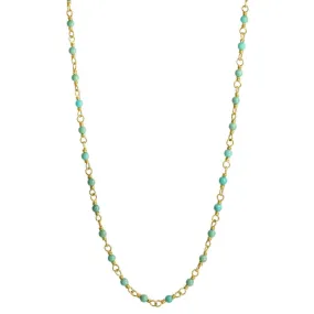 20K Gold Wire-Wrapped Turquoise Choker Necklace