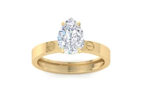 2.5ct Pear Shaped Moissanite Engagement Ring, Pear Solitaire Ring