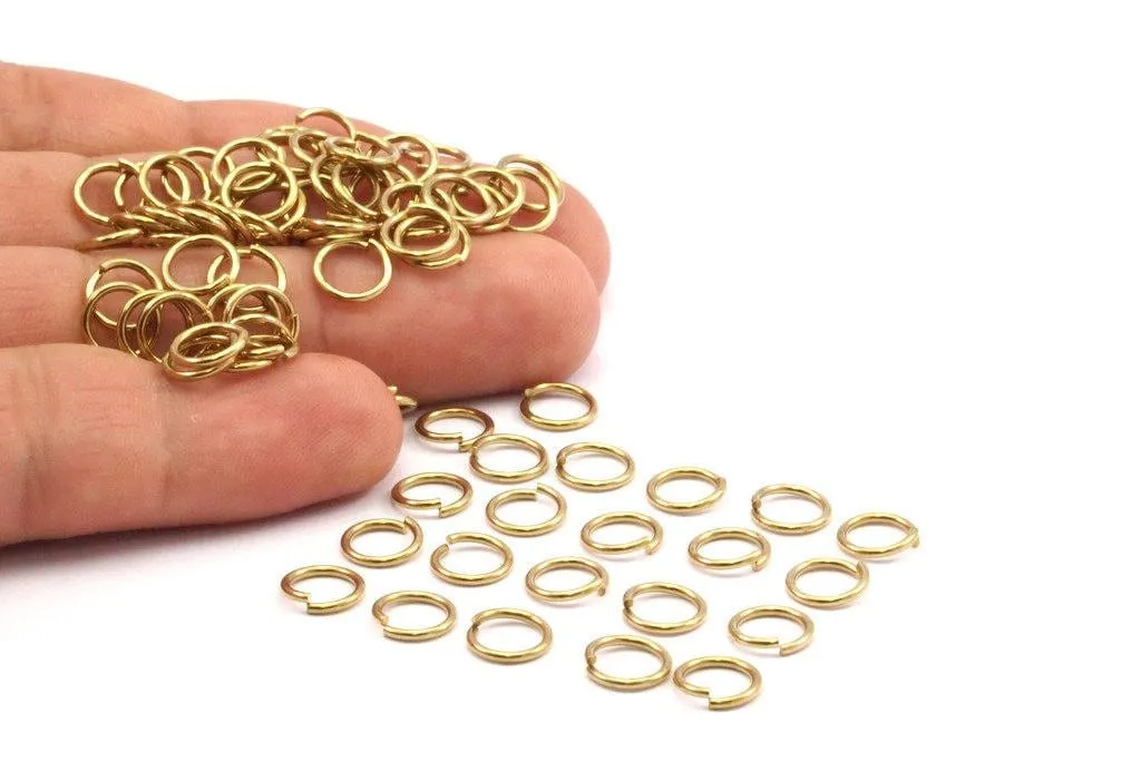 8mm Jump Ring - 100 Raw Brass Jump Rings (8mm) A0369