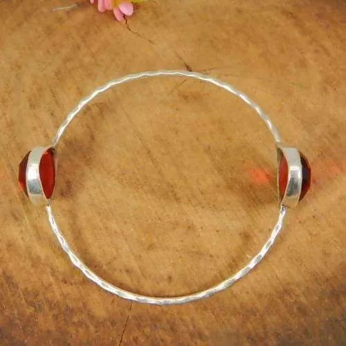 925 Sterling Silver Pink Tourmaline Hydro Bangle Bracelet