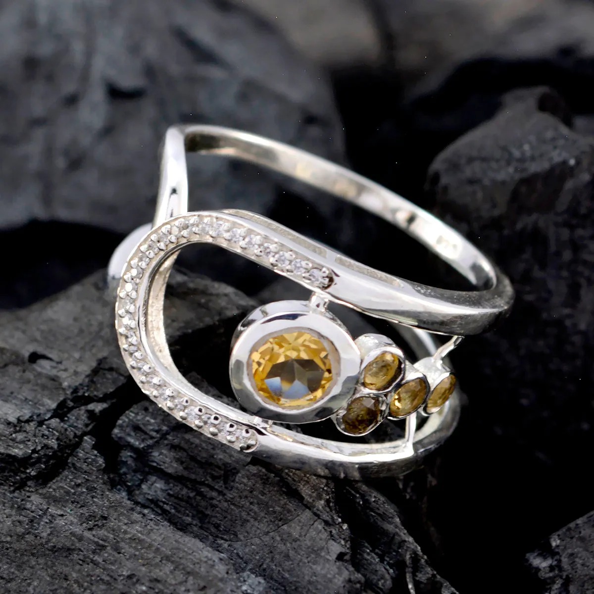 Adorable Gemstone Citrine 925 Sterling Silver Rings Valentine'S Day