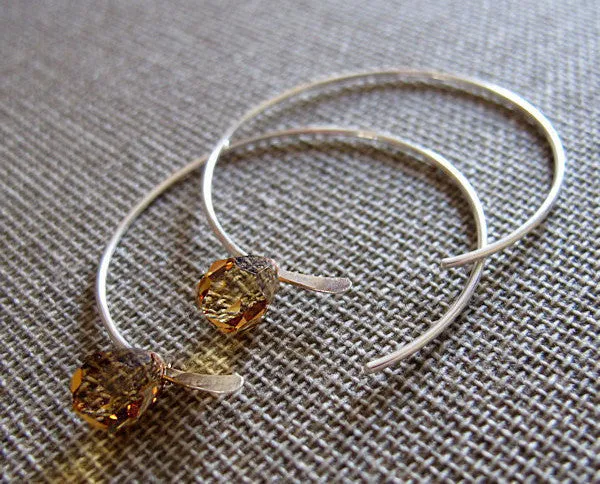 Amber Crystal Hoop Earrings