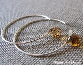 Amber Crystal Hoop Earrings