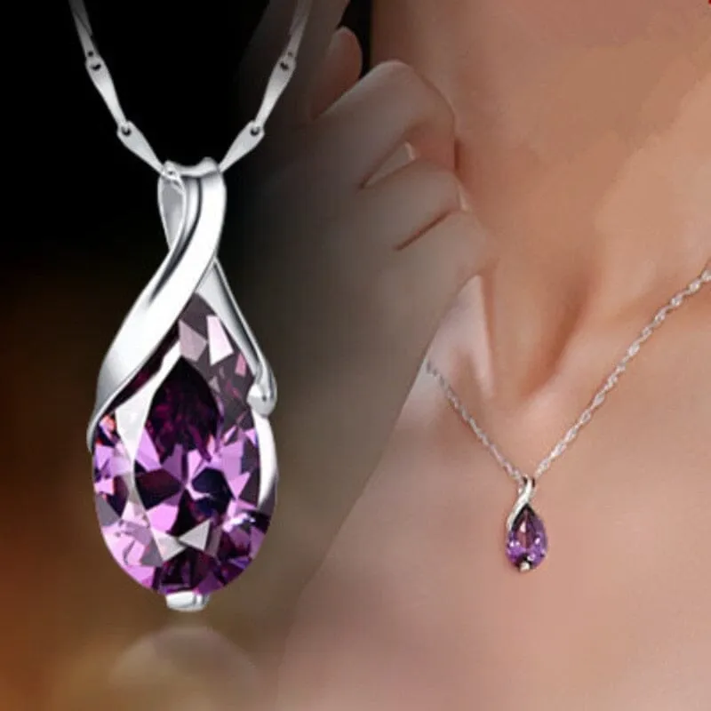 Angel Tears Amethyst Pendant Necklace - 925 Sterling Silver