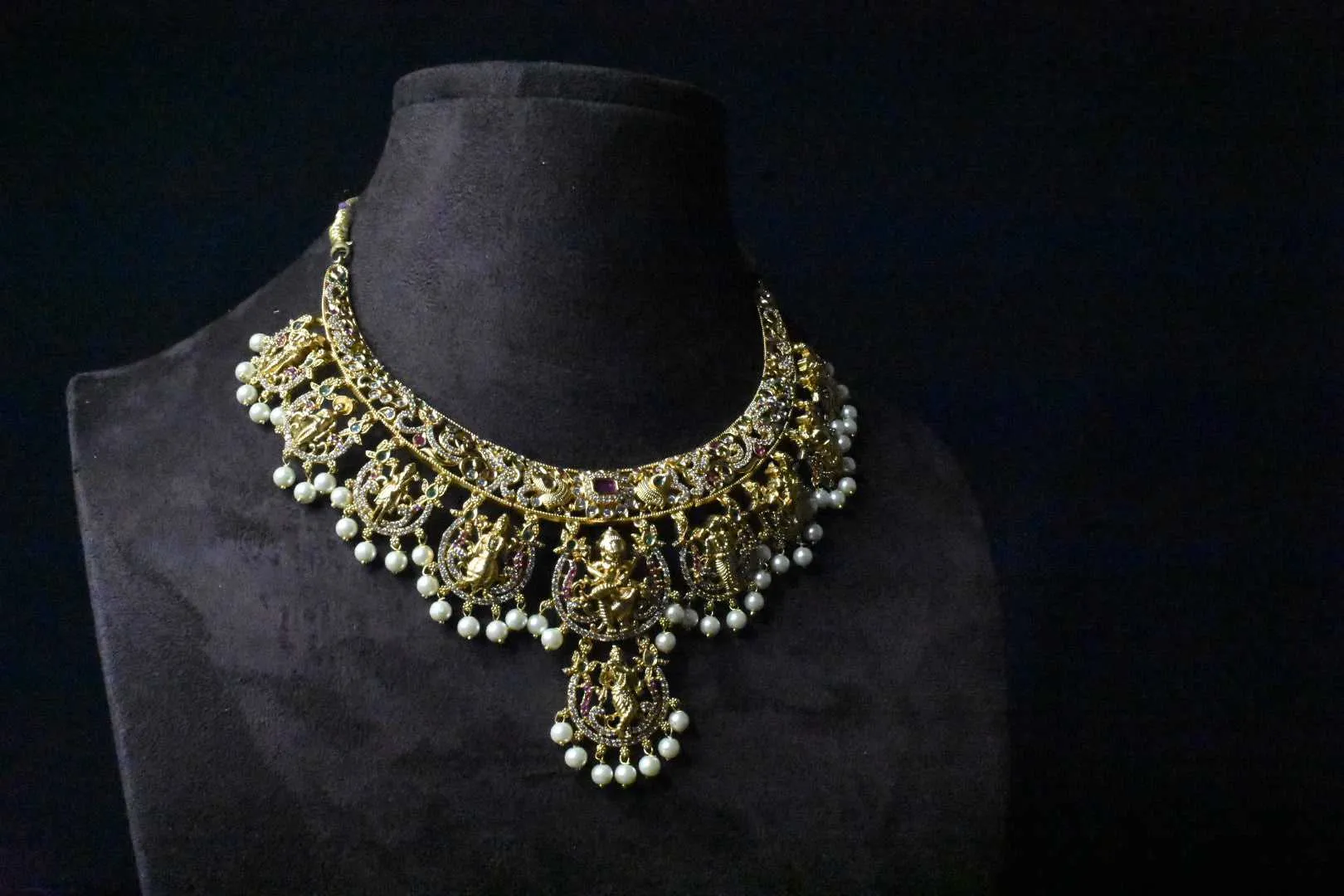 Antique gold Dashavataram necklace