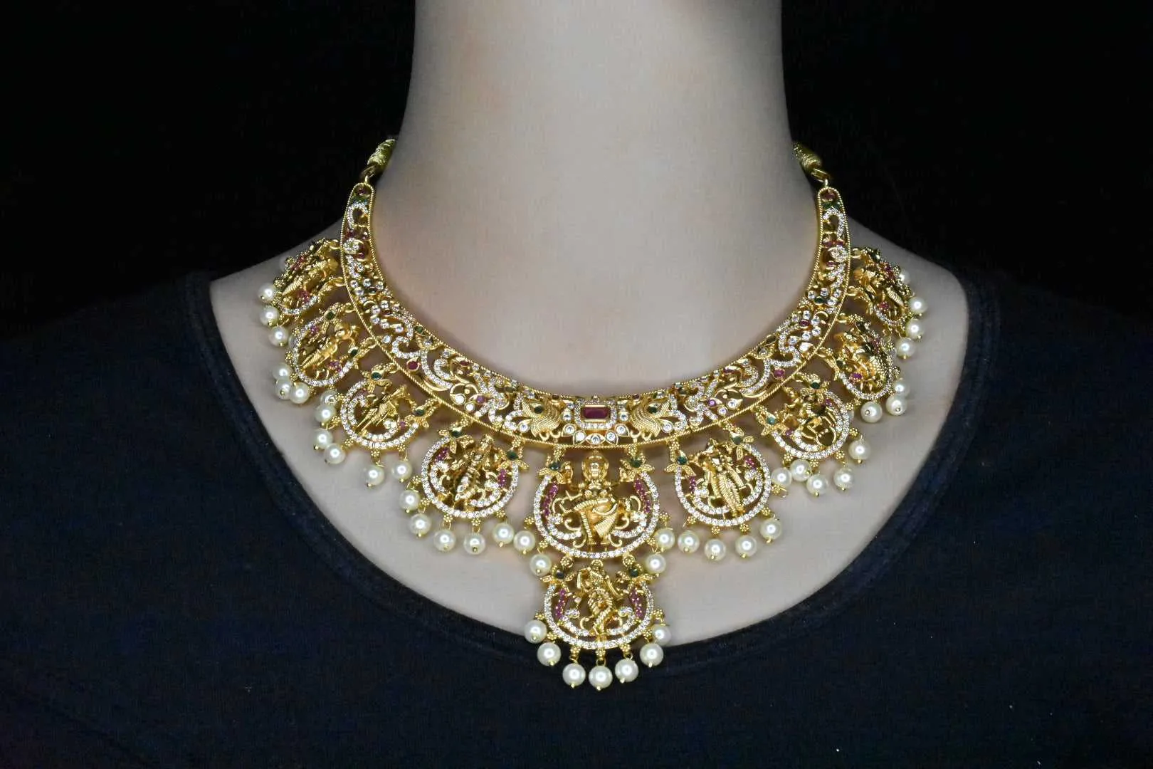 Antique gold Dashavataram necklace