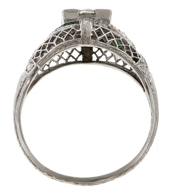 Art Deco Filigree Engagement Ring, Old Euro 1.30ct.