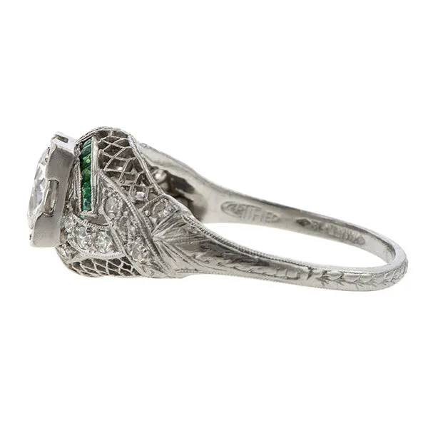 Art Deco Filigree Engagement Ring, Old Euro 1.30ct.