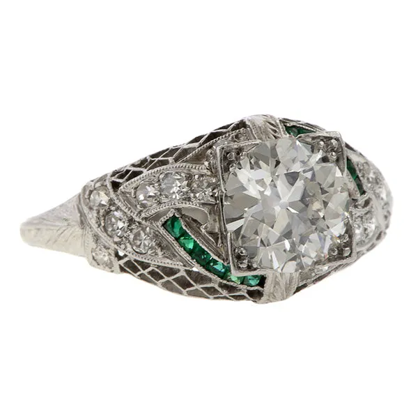 Art Deco Filigree Engagement Ring, Old Euro 1.30ct.