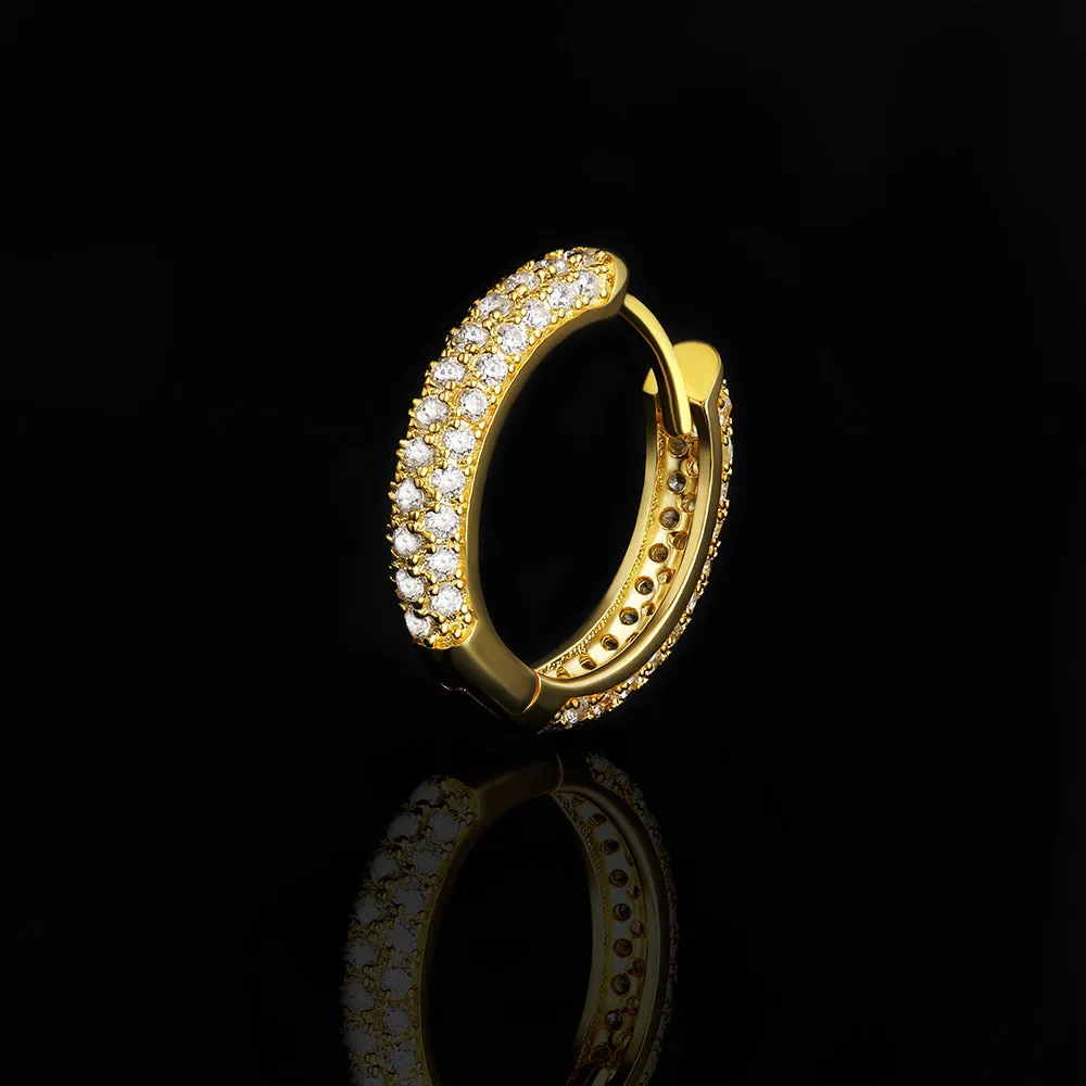 Asymmetric Gold Hoop Earrings for Men with CZ Dangle Cross KRKC