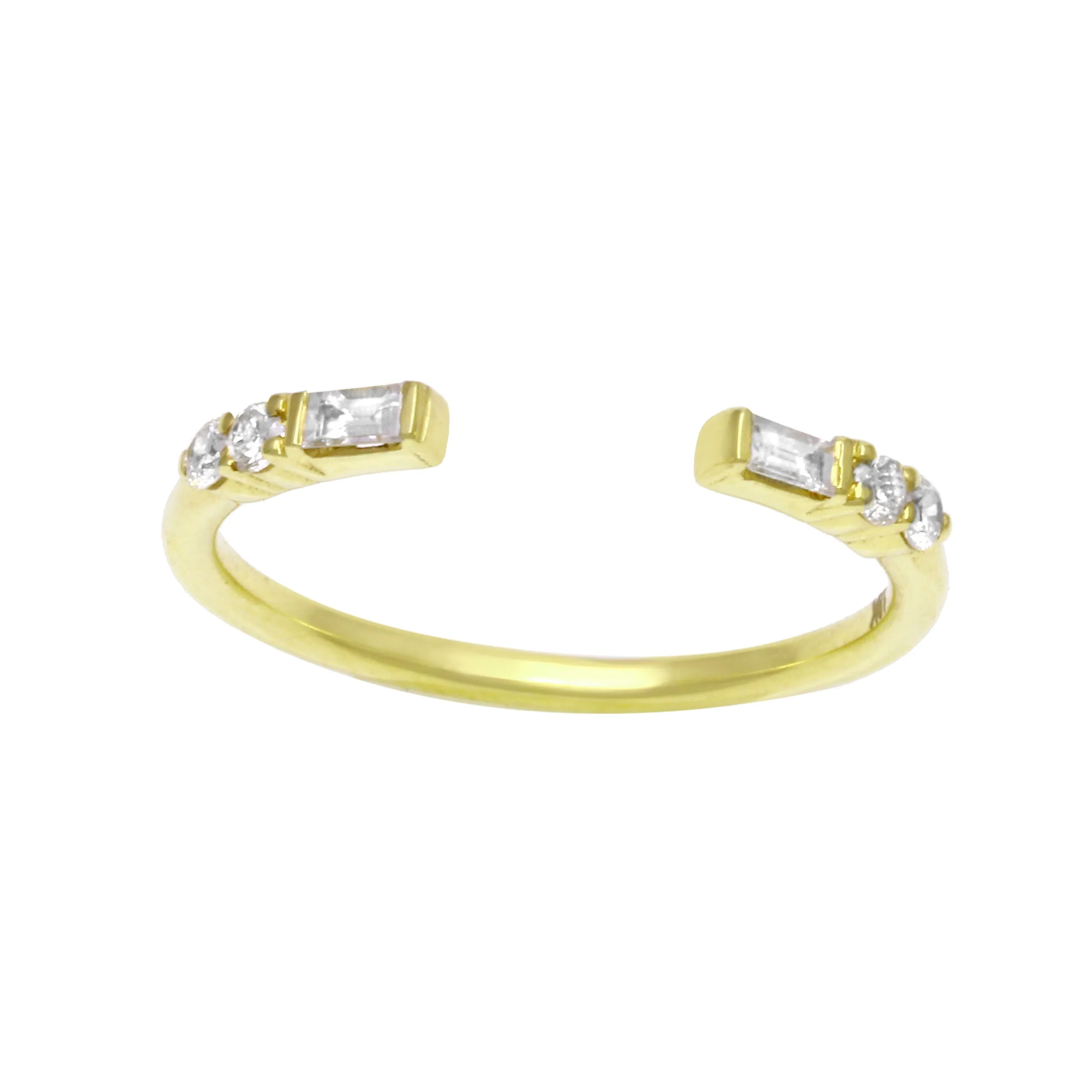 Baguette and Round Diamond Cuff Ring