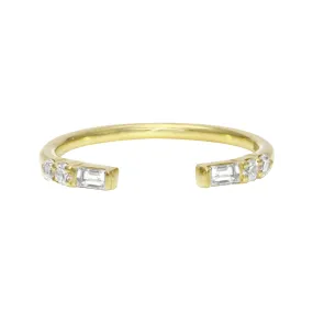 Baguette and Round Diamond Cuff Ring