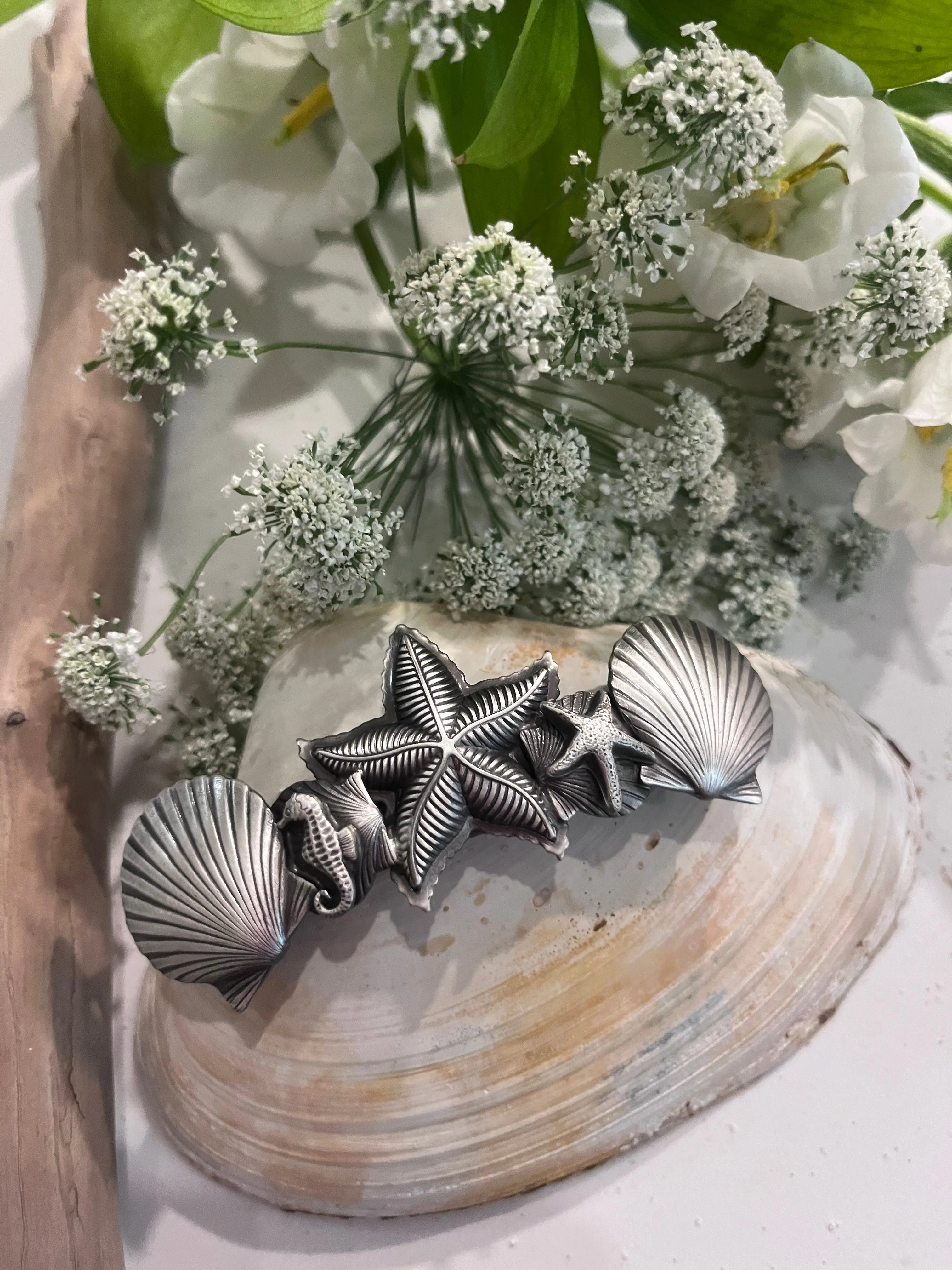 Beach Side Pewter Hair Clips