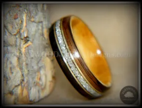 Bentwood Ring - Tracks Ebony Wood Ring Gold Wire and Glass Inlay