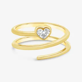 Bezel Set Heart Wrap Ring