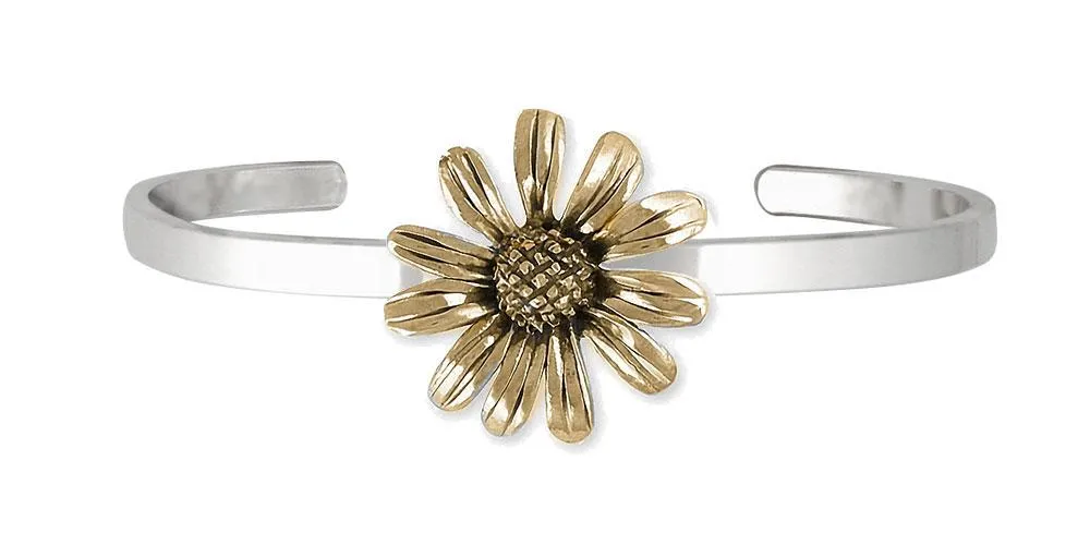 Black Eye Susan Bracelet Jewelry Silver And 14k Gold Handmade Flower Bracelet BES2-2TNCB