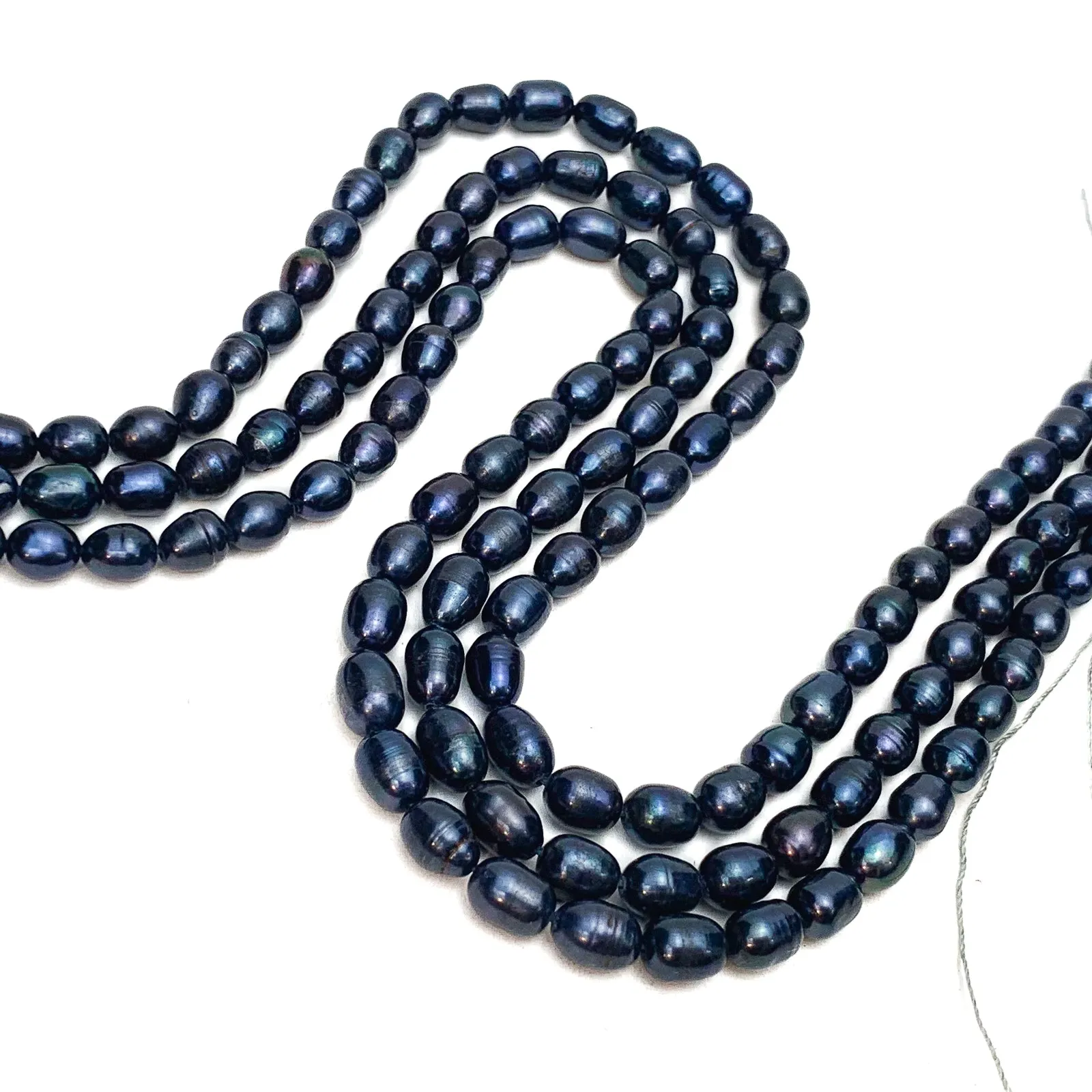 Black Rice Freshwater Pearls 7-8mm Bead Strand