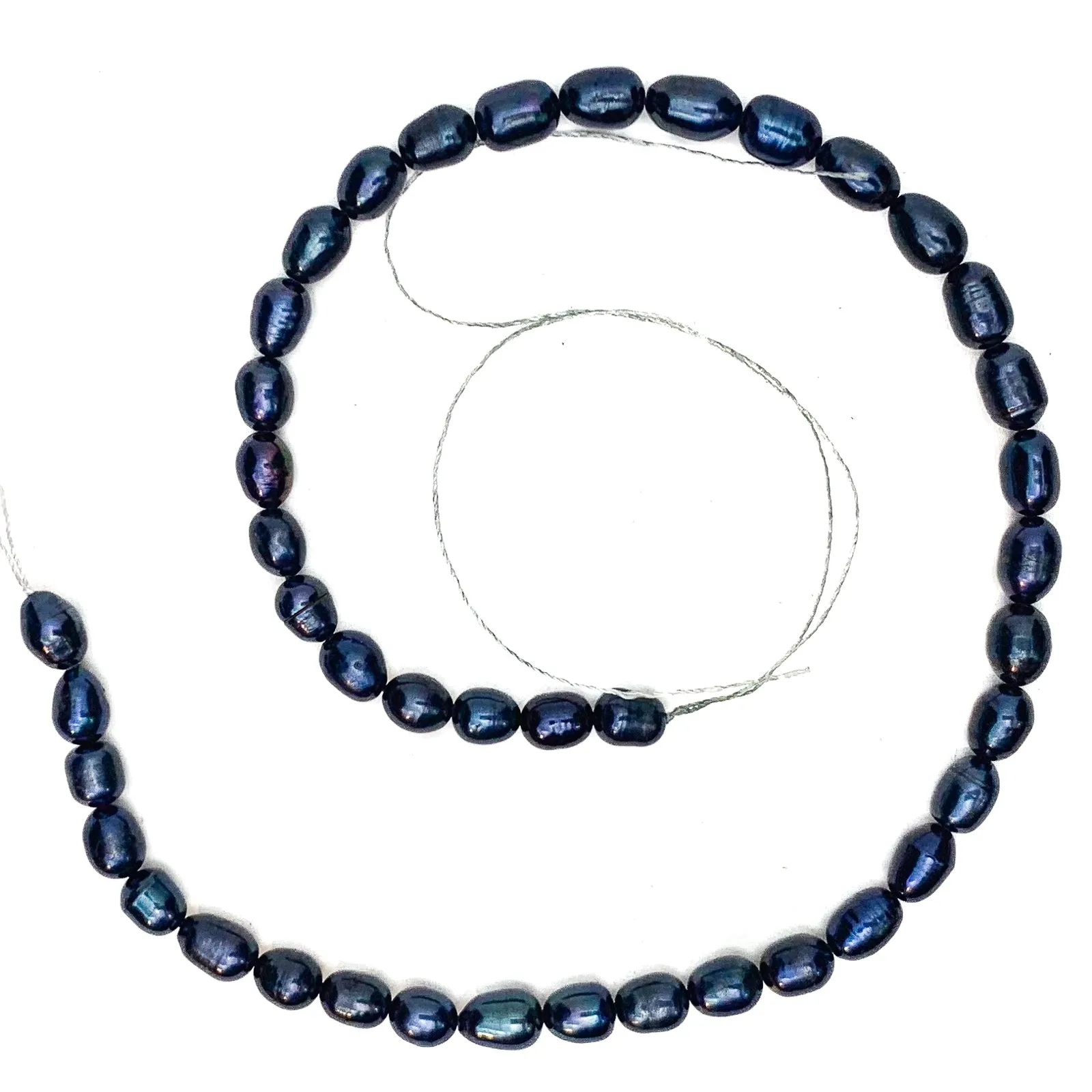 Black Rice Freshwater Pearls 7-8mm Bead Strand