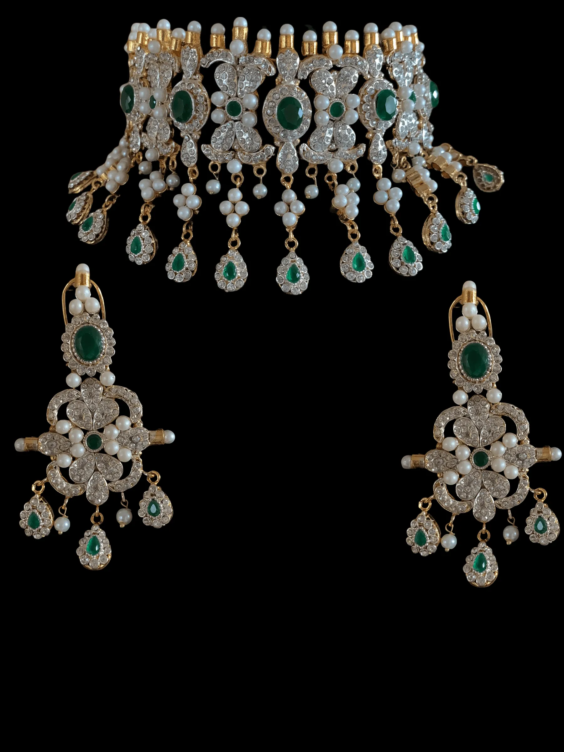 BR69 Nilofar bridal set in emeralds  ( SHIPS IN 3 WEEKS  )