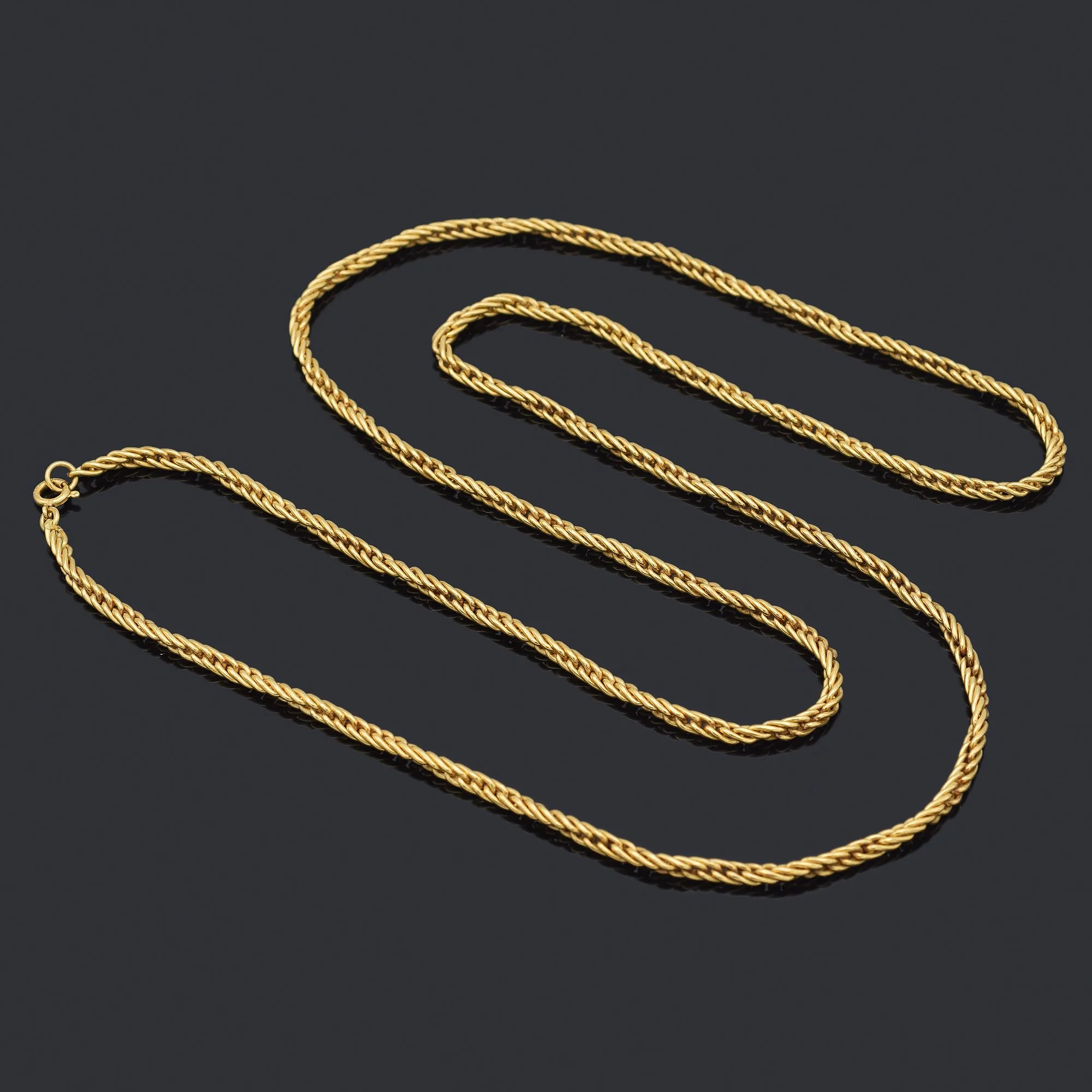 Buccellati 18K Yellow Gold 4 mm Rope Chain Necklace   Box 37.75 Inches