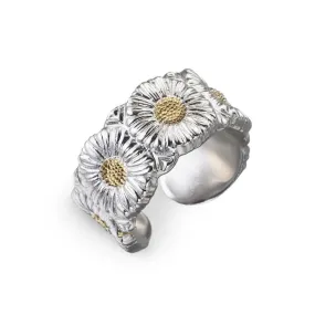 Buccellati - Blossoms Daisy - Band Ring, Sterling Silver with Gold Accents