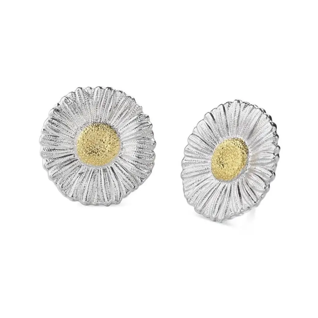 Buccellati - Blossoms Daisy - Button Earrings, Sterling Silver with Gold Accents