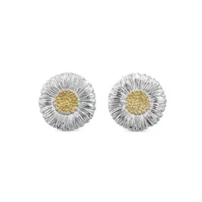 Buccellati - Blossoms Daisy - Small Button Earrings Sterling Silver with Gold Accents