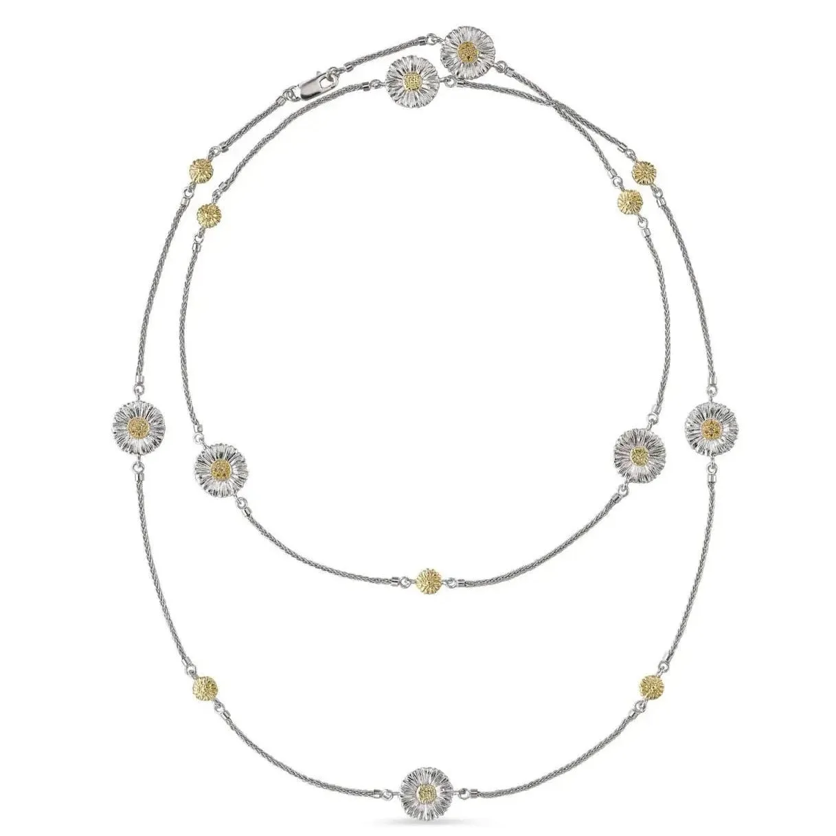 Buccellati - Blossoms Daisy - Station Necklace Sterling Silver with Gold Accents