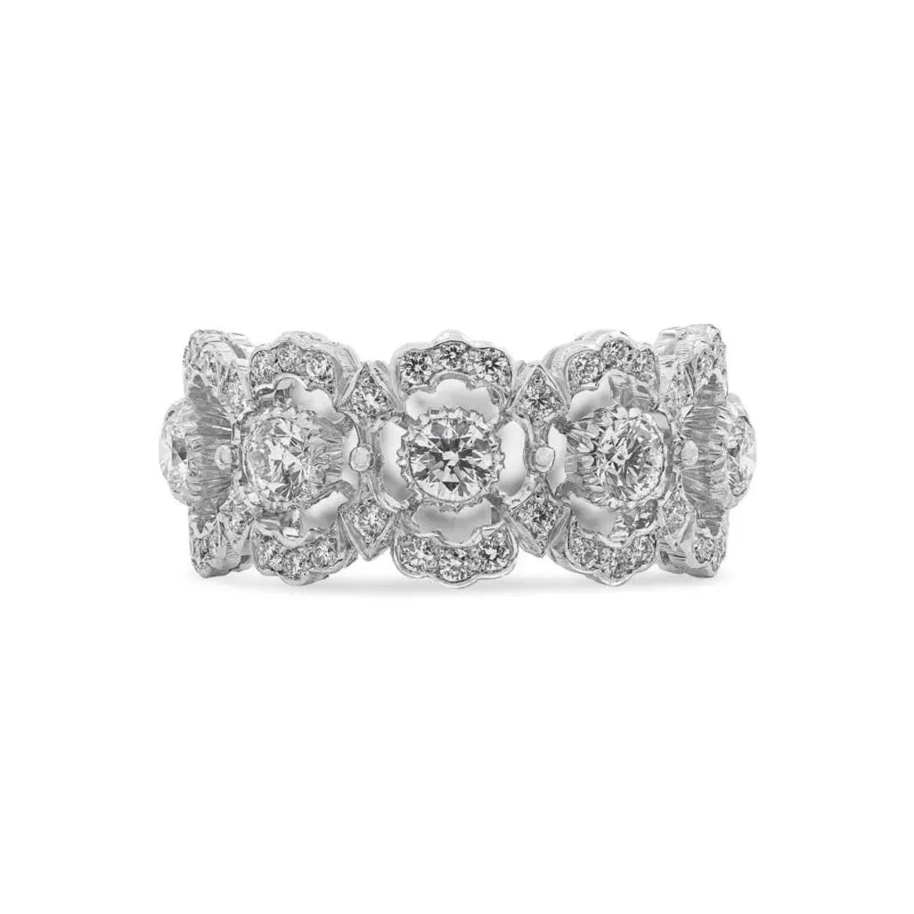 Buccellati - Eternelle Ghirlanda - Band Ring with Diamonds, 18k White Gold