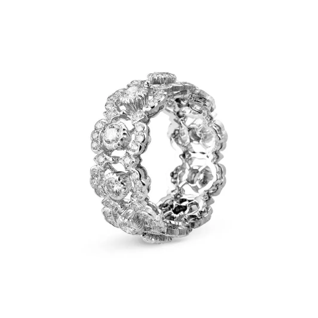 Buccellati - Eternelle Ghirlanda - Band Ring with Diamonds, 18k White Gold