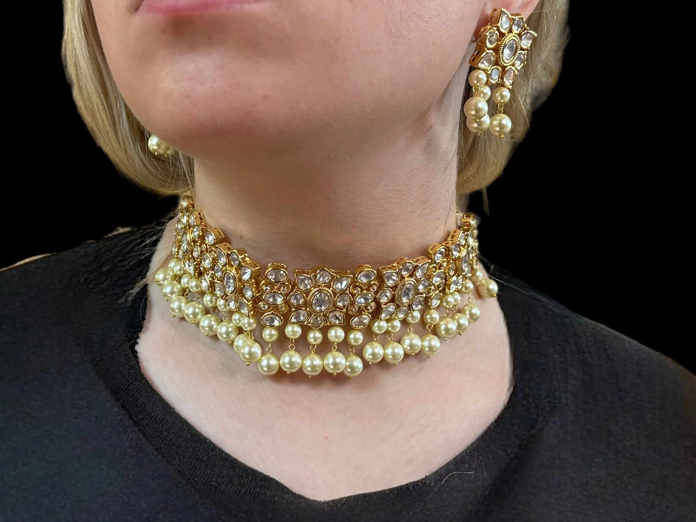 C99 Meera kundan choker with earrings ( SHIPS IN 3 WEEKS )