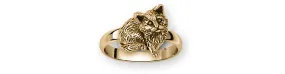 Cat Jewelry 14k Gold Handmade Cat Ring  MN4-RG