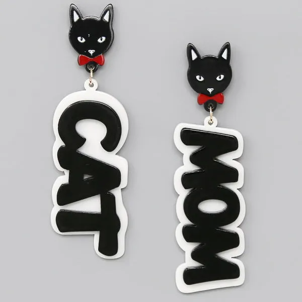 Cat Mom Acrylic Drop Earrings